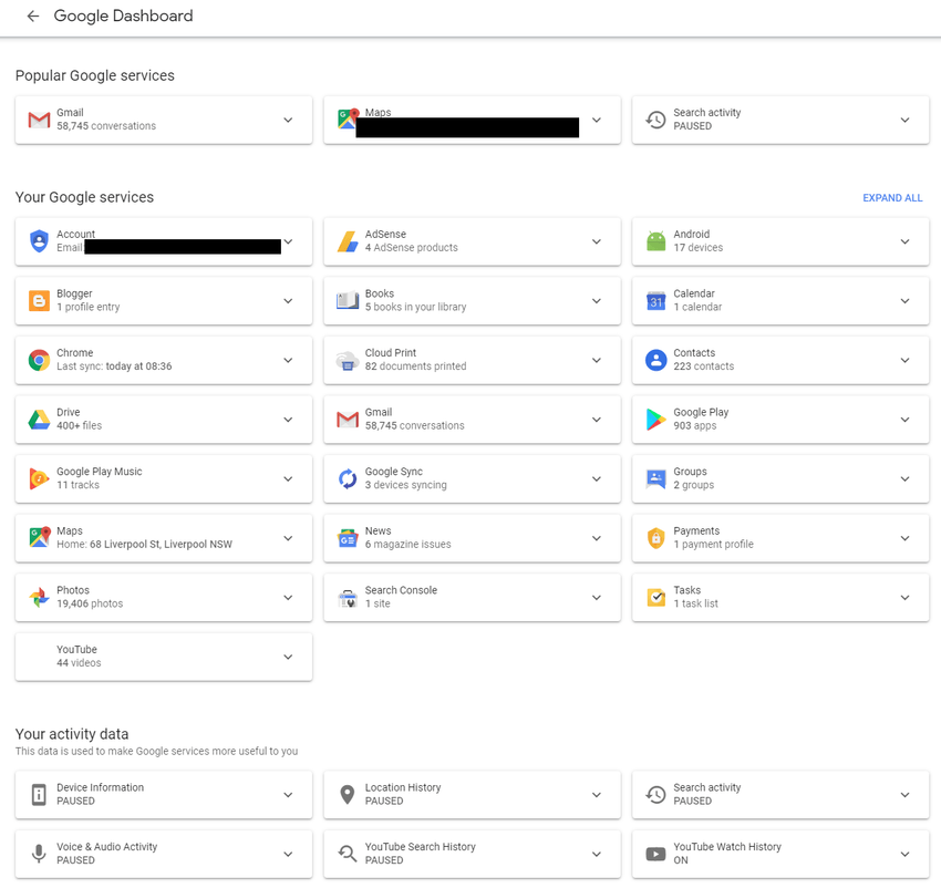 google dashboard